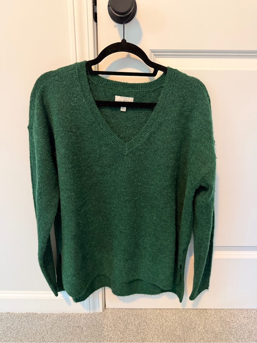 Lucky Brand Green V Neck Knit Sweater Women's size S